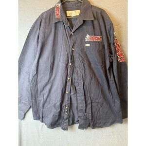 Rocky Mens XL Worksmart Button Down Navy 100% Cotton L/S Shirt